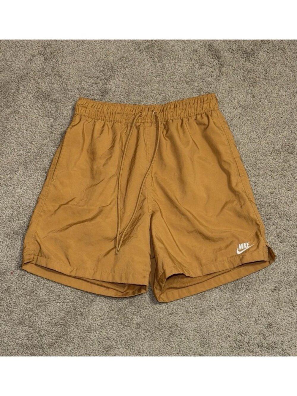 Nike Men's Brown Althletic Mesh Lined Shorts Drawstring Pockets Size S
